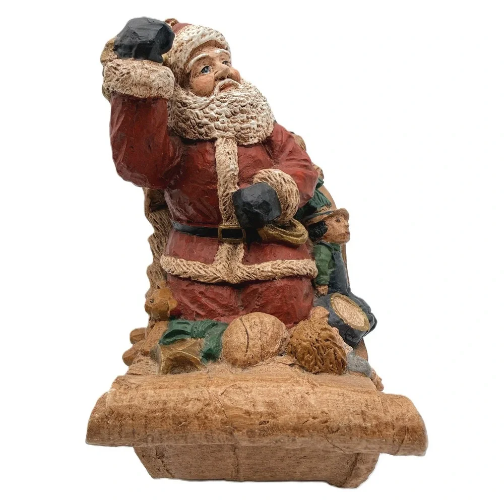 Artist Santa & Sleigh of Toys Hand Painted Figurine Andrea Sibert Krabbe Vtg '87